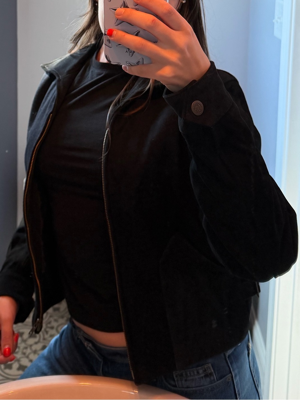 Schaefer Felina Jacket Chimayo Black Suede and Wool